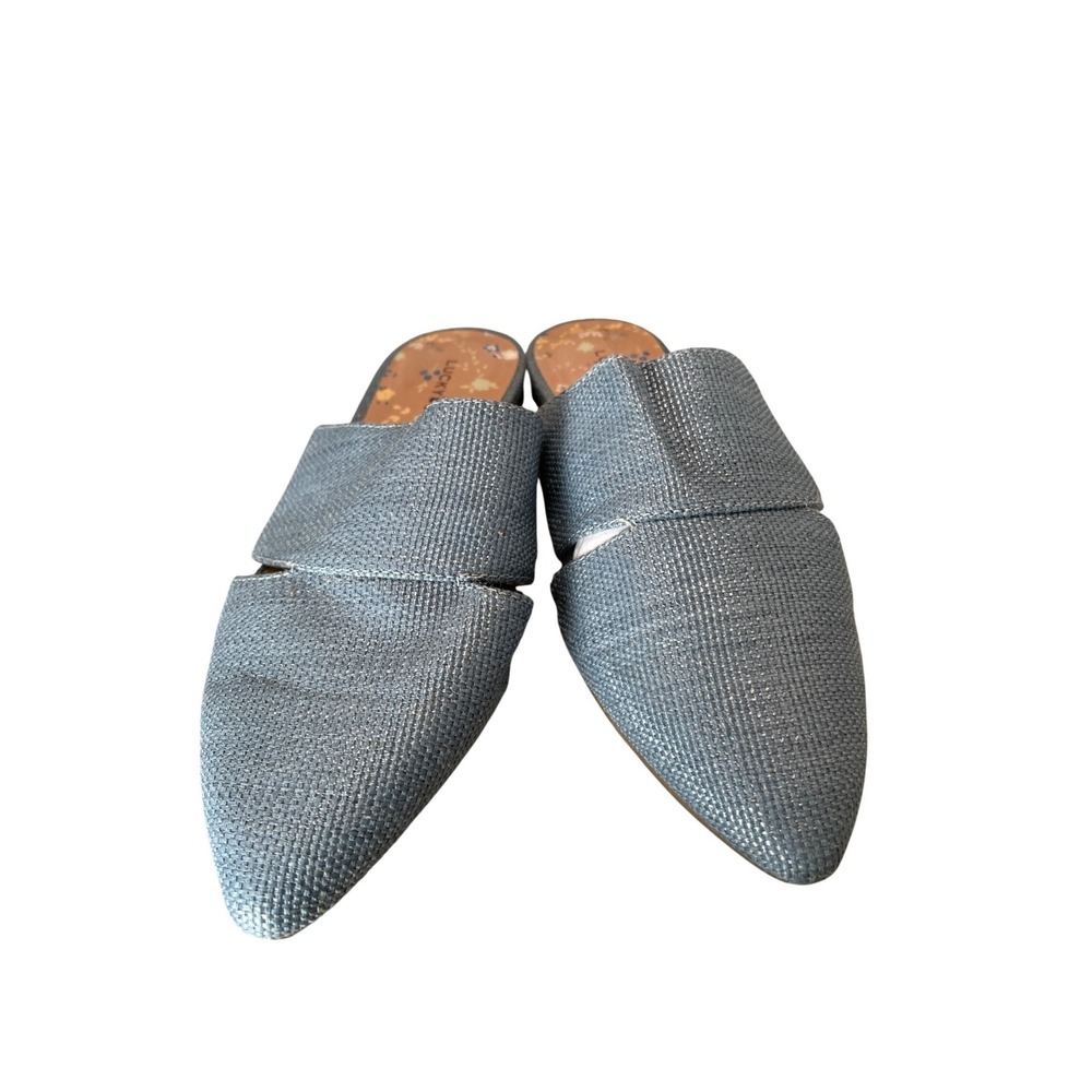 Lucky Brand Bestru2 Blue Woven Pointed Toe Cut Out Mules Flats Womens 6.5‎ M 37